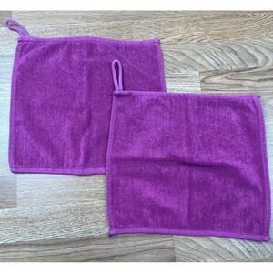 Set of 2 Joy Mangano Joy Supreme Stretch Luxury Hanging Washcloth Towel Pink NEW